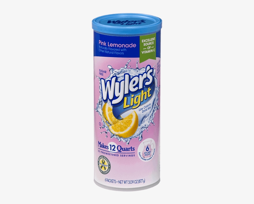 Wyler's Light 12qt Canister Pink Lemonade - Wylers Light Drink Mix, Iced Tea, Peach - 6 Packets,, transparent png