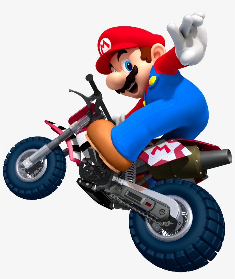 See Here Free Motorcycle Clipart Black And White Images - Mario Kart Wii Mario Png, transparent png