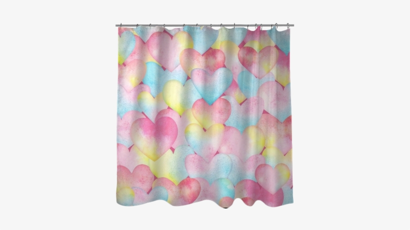 Watercolor Background With Hearts In Pastel Tender - Drawing, transparent png