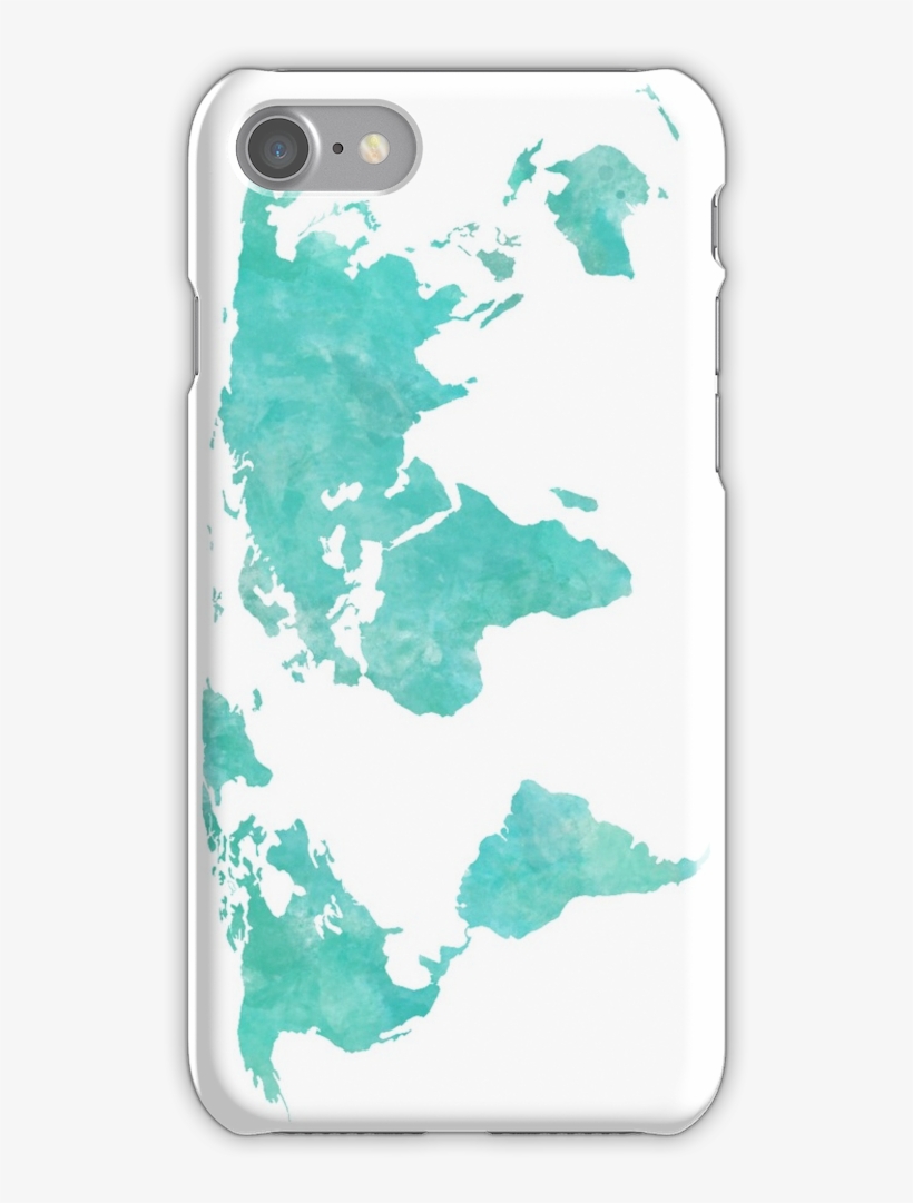 Blue And Teal Watercolor World Map Iphone 7 Snap Case - World Map, transparent png