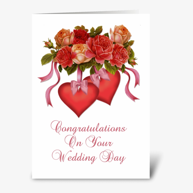 Hearts & Flowers Wedding Congratulations Greeting Card - Wedding Congratulations Flowers, transparent png