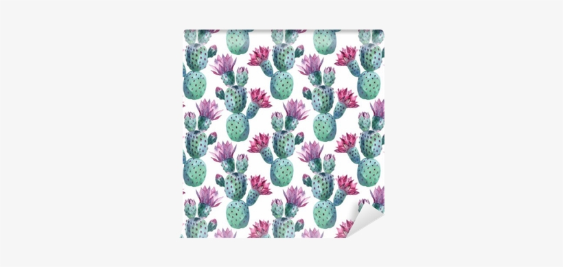 Watercolor Seamless Cactus Pattern Wallpaper • Pixers® - Marmont Hill Falling Canvas Painting Print On Aluminum,, transparent png