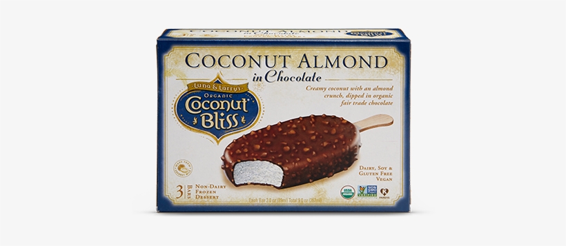 Luna & Larry's Coconut Bliss Coconut Almond In Chocolate - Coconut Bliss Ice Cream Bars, transparent png