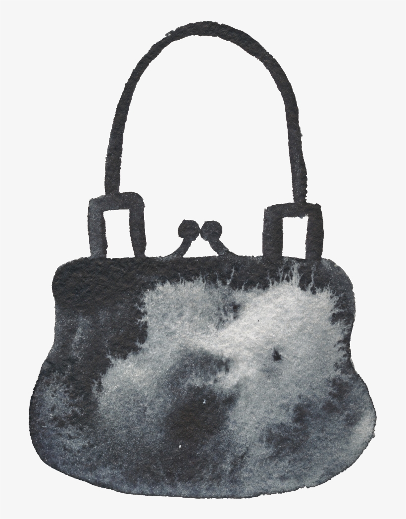 Hand Bag Black And White Watercolor Fashion Transparent - Portable Network Graphics, transparent png
