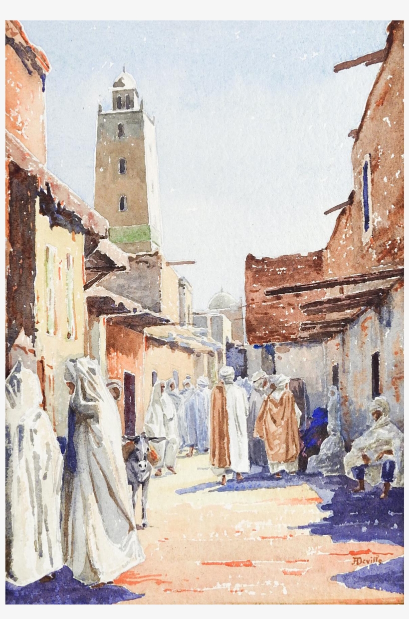 Clip Art Transparent Scene Painting Circa Chairish - Market Scene Watercolor, transparent png