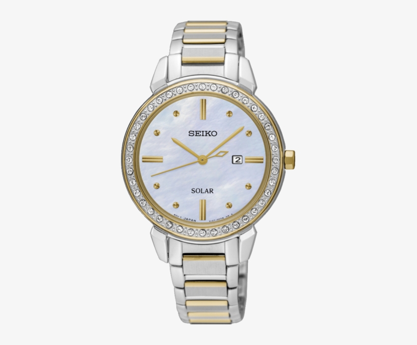 Seiko Ladies Sut328p Solar Watch - Seiko Solar Swarovski Crystals Sut328 Stainless Steel, transparent png