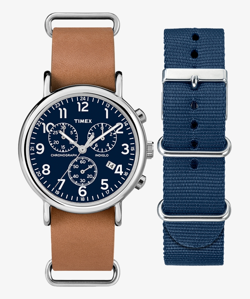 Weekender Chronograph 40mm Leather Strap Watch Gift - Timex Weekender Chronograph Blue, transparent png