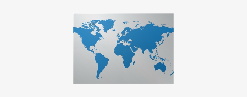 World Map Illustration On Gray Background Poster • - World Map, transparent png