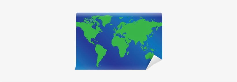 World Map Illustration On Blue Background Wall Mural - World Map Png Indonesia, transparent png