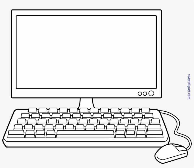 Coloring Clipart Computer - Black And White Computer Clip Art, transparent png