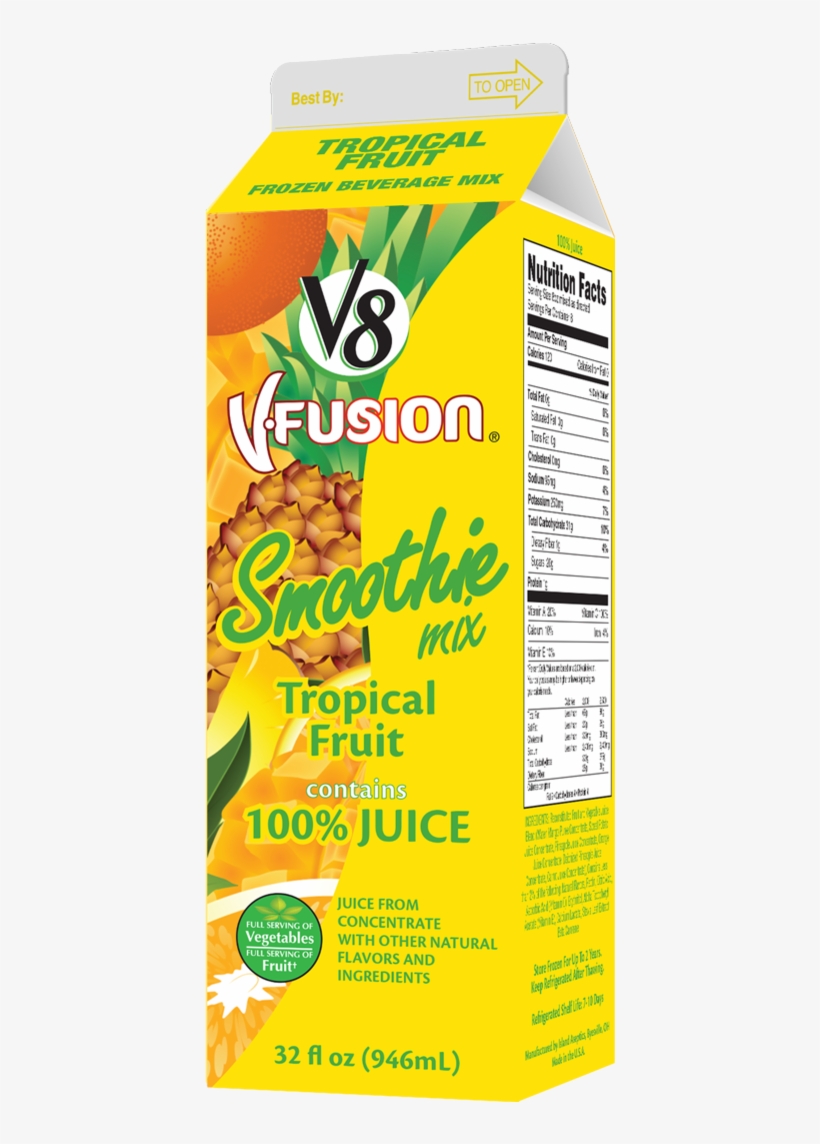 21356 V8 Fusion Tropical Fruit 32oz Carton - V8 Juice, transparent png