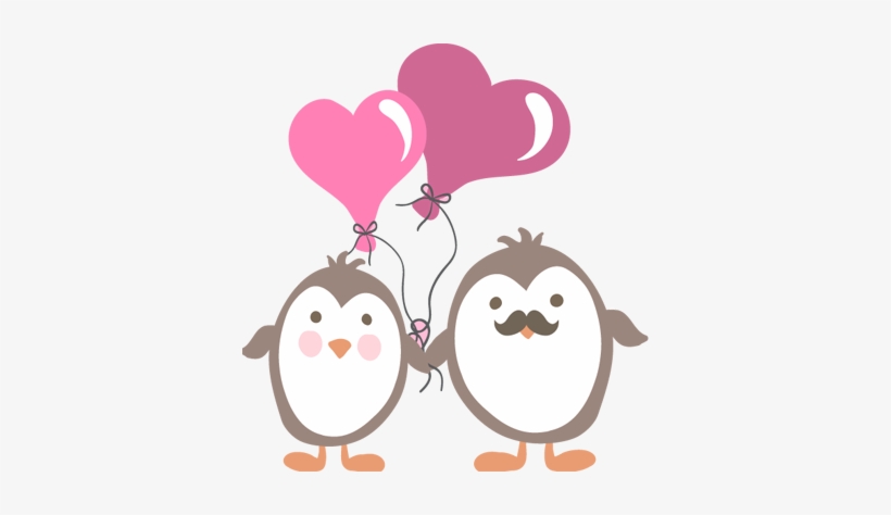 Penguins With Love Balloons Kids Sticker - Pinguinos Dibujo Amor, transparent png