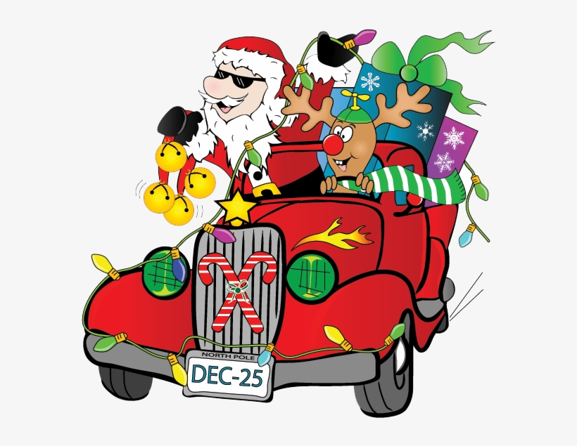 Santa Claus Packs His Sleigh For Flat Rock Trip - Hot Rod Santa, transparent png