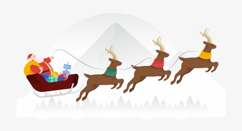 Premium Santa Flying Over Mountains Illustration Download - Reindeer, transparent png