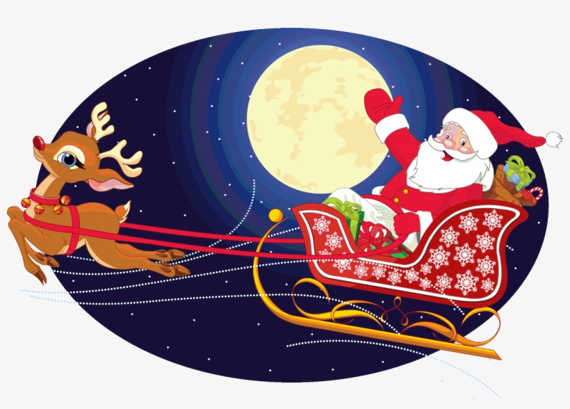 #christmasafterninedays Hashtag On Twitter - Santa With Sleigh Easy, transparent png
