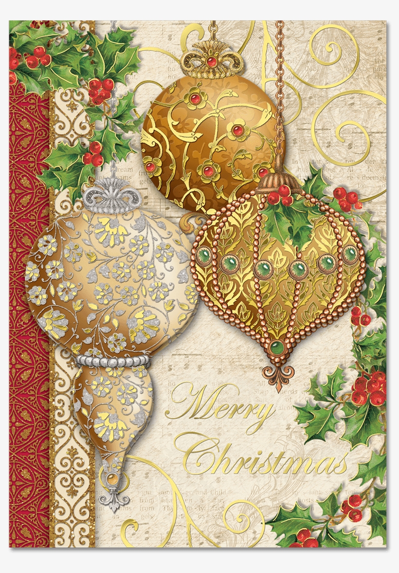 Gold Ornaments Boxed Holiday Cards - Elegant Ornaments Christmas Cards, transparent png