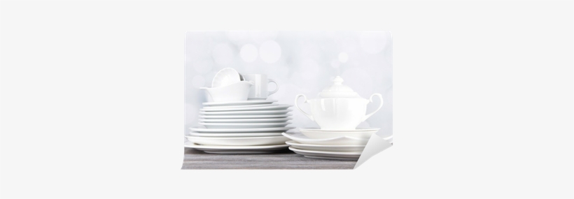 White Crockery And Kitchen Utensils, Wall Mural • Pixers® - Ceramic, transparent png