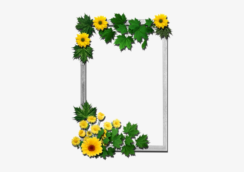 Written By Dreamland In Frames Rectangular-flowers - Yellow Flower Frame Png, transparent png