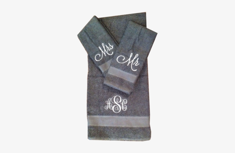 Embroidered Grey Towel Set - Scarf, transparent png