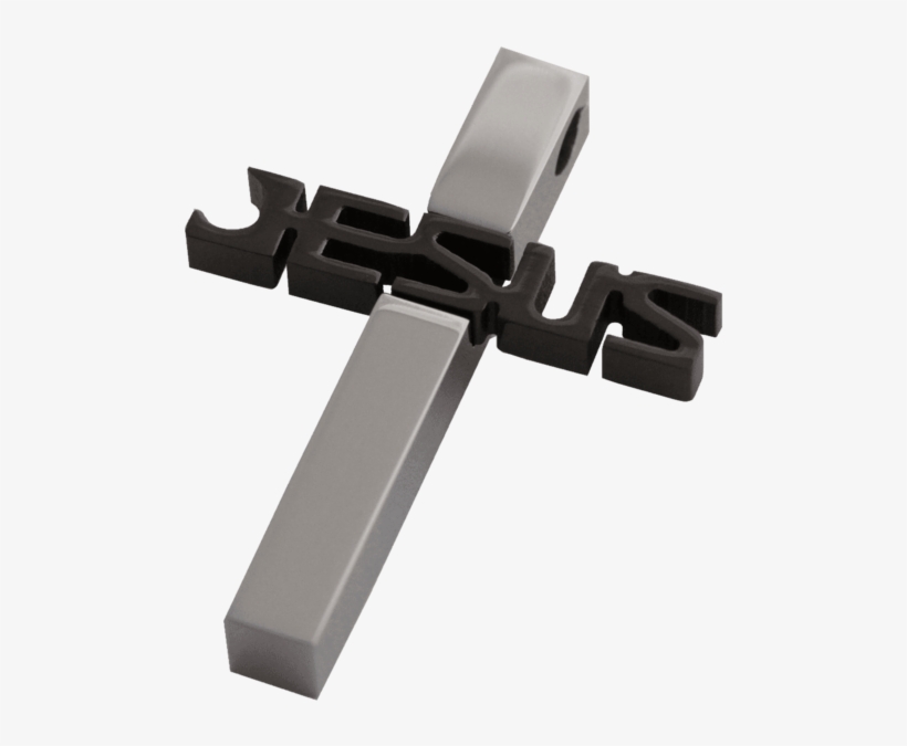 Men Set Black And Silver Jesus Cross Stainless Steel - Men Set: Jesus Cross + Bead Ball Chain Stainless Steel, transparent png