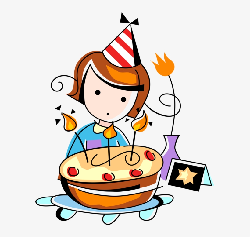 Vector Illustration Of Birthday Girl Blows Out Candles Clipart Girl