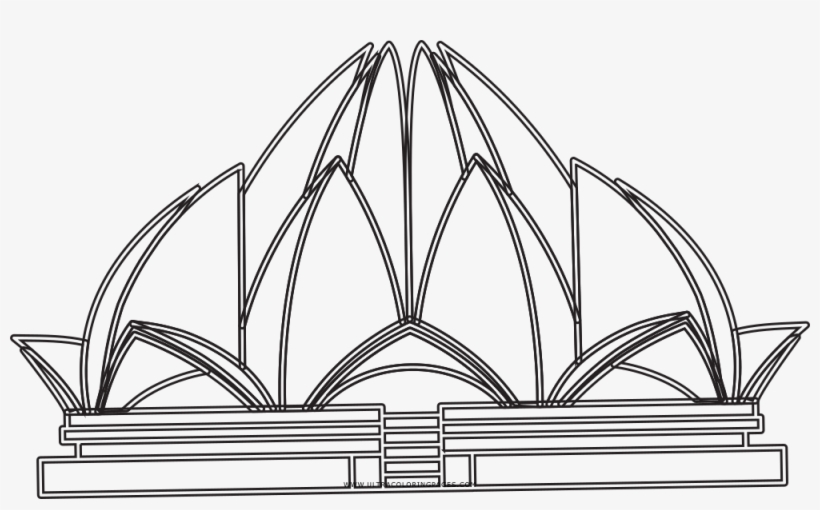 Lotus Temple Rubber Stamp - Line Art Lotus Temple Png, transparent png