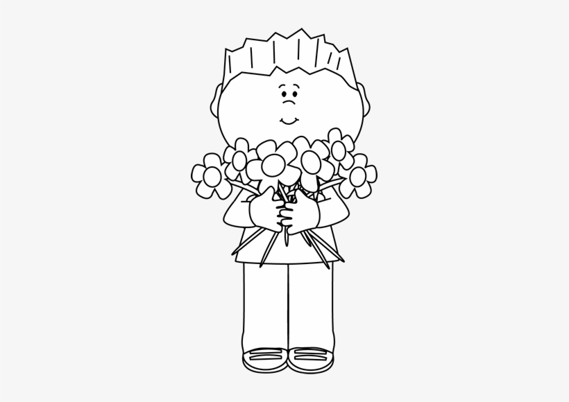 Image Transparent Download Flower Clip Art Images Boy - Get Clipart Black And White, transparent png