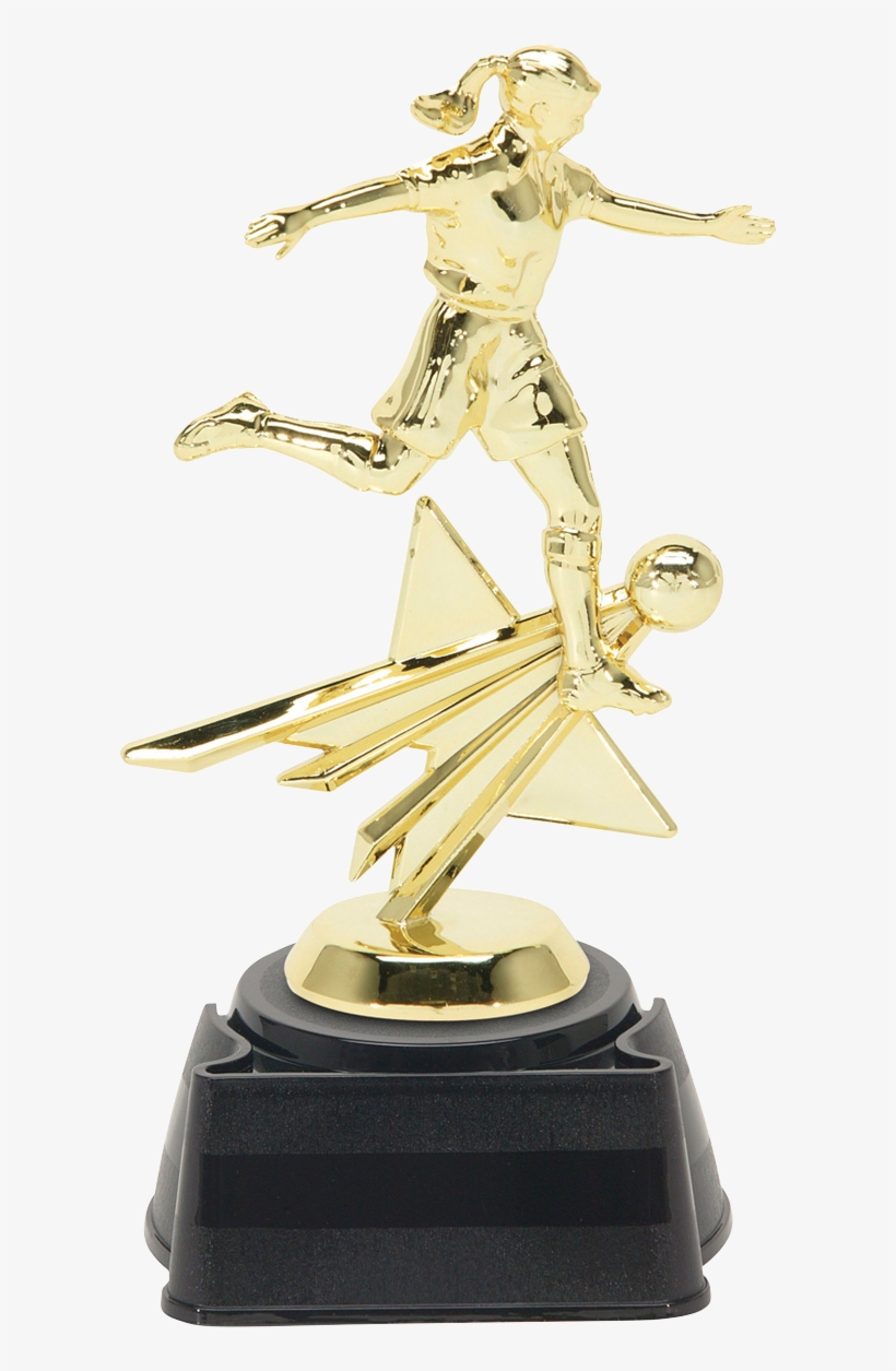 Star Soccer Trophy-female 8 1/4", transparent png