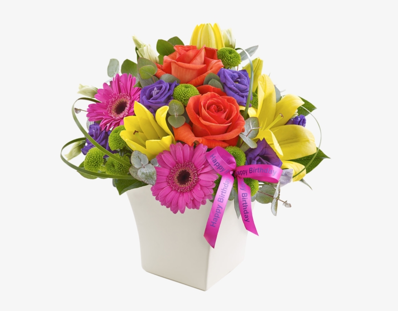 Happy Birthday Vibrant Exquisite Arrangement - Happy Birthday Flower Arrangements, transparent png
