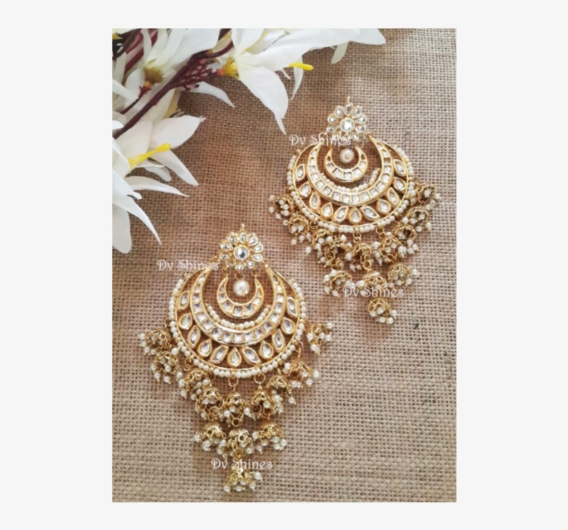 Huge Showstopper Kundan Earring With Jhumki - Kundan, transparent png