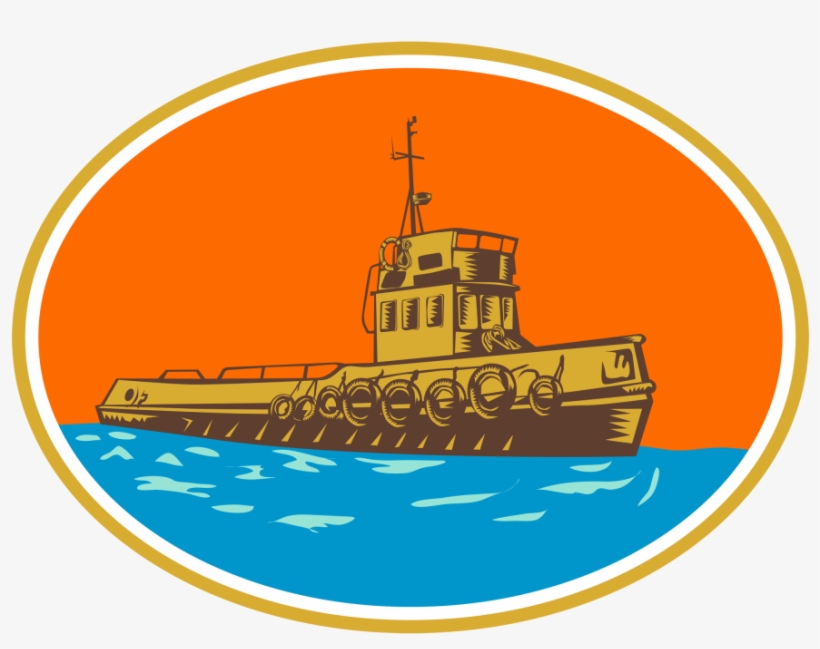 Tugboat Tug Towboat Woodcut Example Image - Tugboat, transparent png
