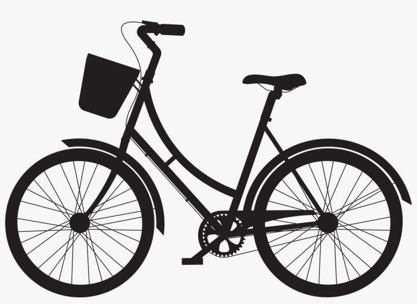 With Silhouette Png Gallery Yopriceville View Full - Bicycle With Basket Vector Png, transparent png