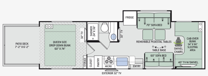 2019 Outlaw Class C 29j Floor Plan - Thor Motor Coach, transparent png
