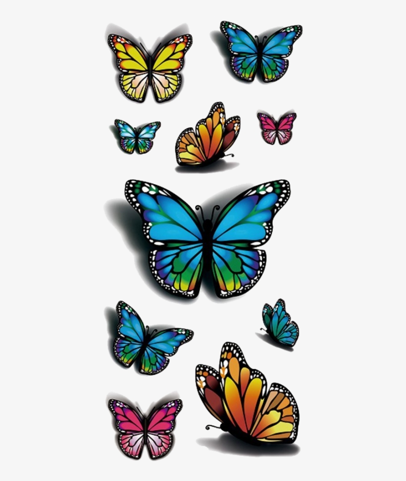 3d Butterfly Design Temporary Stickers - Colorful Butterfly, transparent png