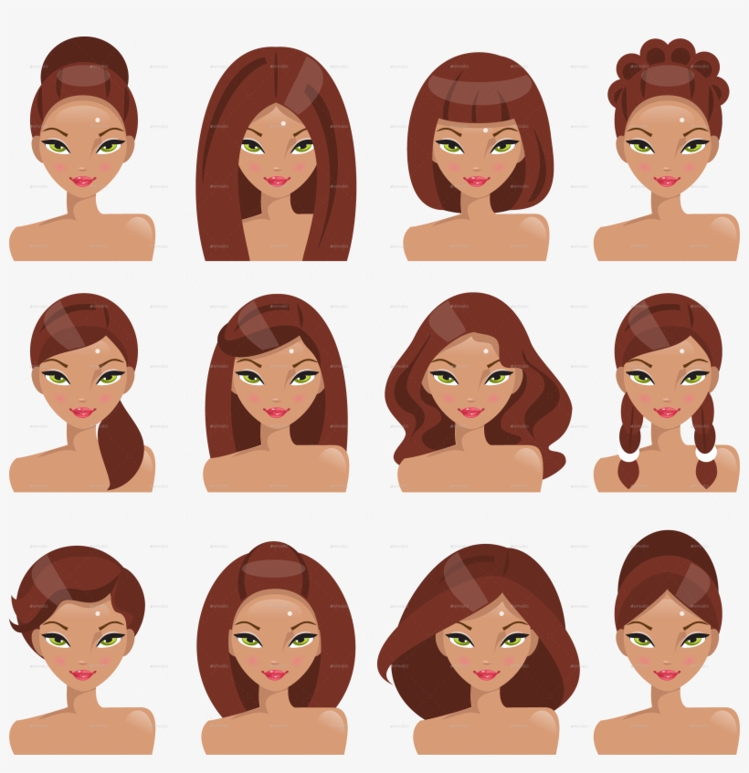 Set Of Girls With Different By Artbesouro - Different Female Hair Styles, transparent png