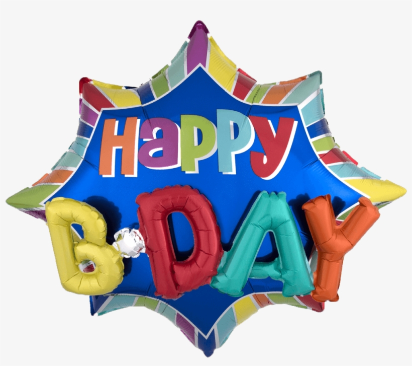 Happy Birthday Burst 3d Bday 35" Balloon - Balloon, transparent png