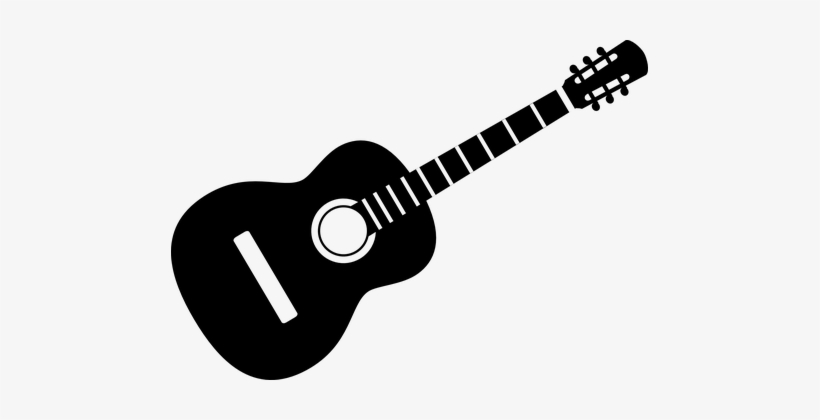 Guitar Instrument Acoustic Band Black Mono - Guitar Clipart, transparent png