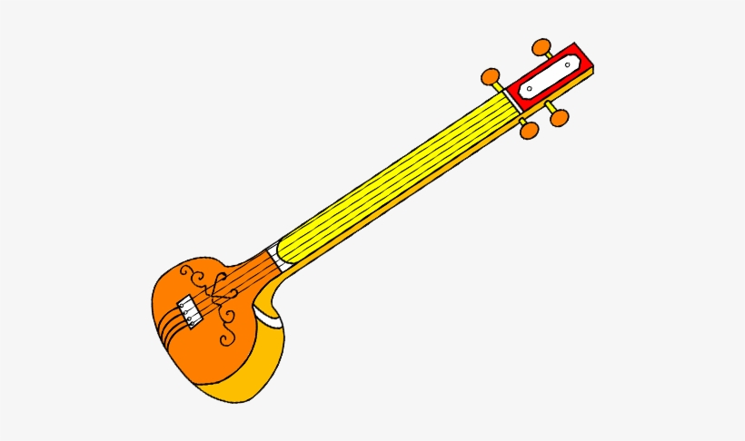 The Tanpura Has 4 Strings, Typically Tuned To Sa, Pa - Sitar Drawing, transparent png