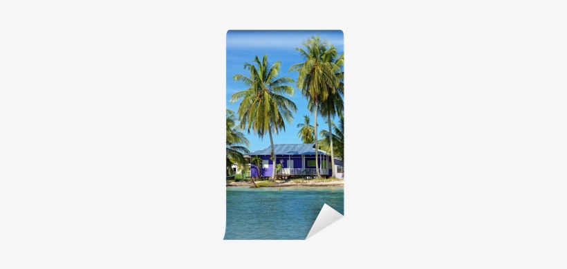 Peaceful Beach House Under Coconut Tree Wall Mural - Beach, transparent png