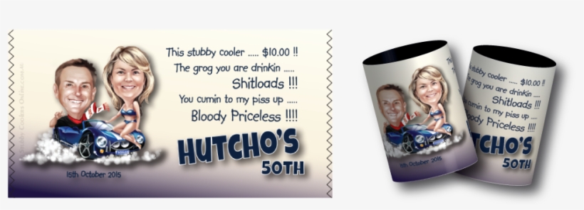 Birthday Caricature Stubby Holder - Personalised 60th Birthday Stubby Holders, transparent png