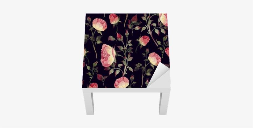 Seamless Floral Pattern With Roses, Watercolor - Papier Peint Noir Avec Roses, transparent png