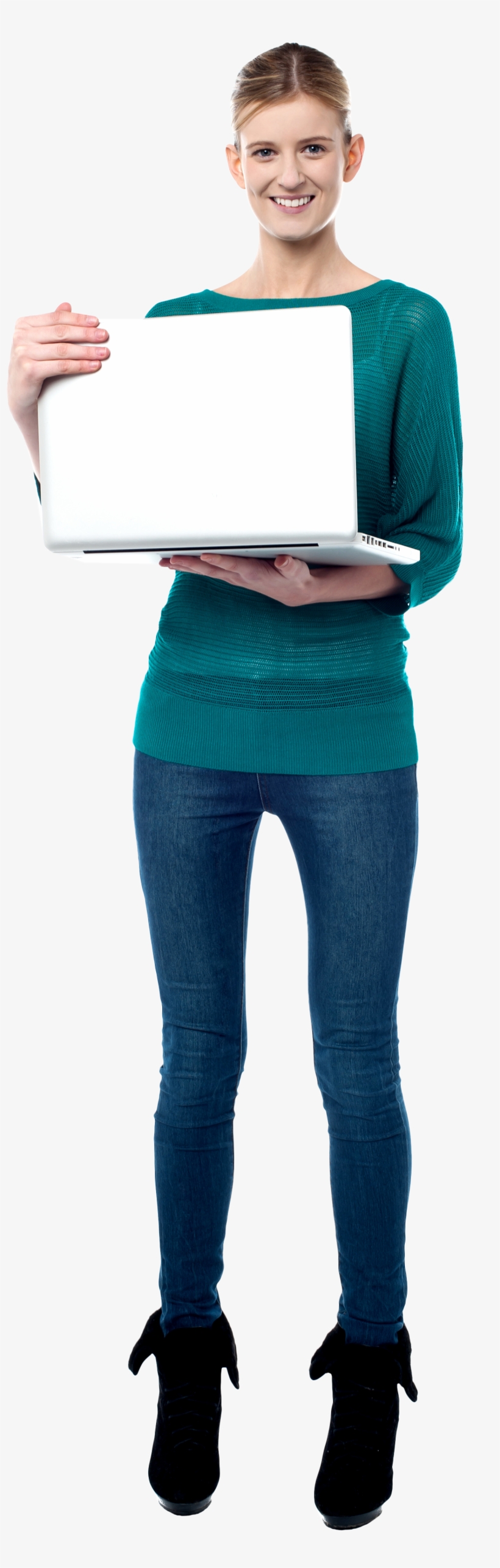 Girl With Laptop Png Image, transparent png