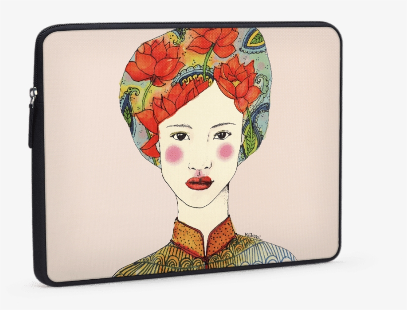 Dailyobjects Lotus Girl Ballistic Nylon Zippered Sleeve - Geisha, transparent png