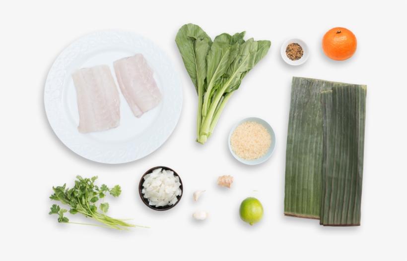 Banana Leaf-steamed Cod With Spiced Rice, Yu Choy & - Cruciferous Vegetables, transparent png