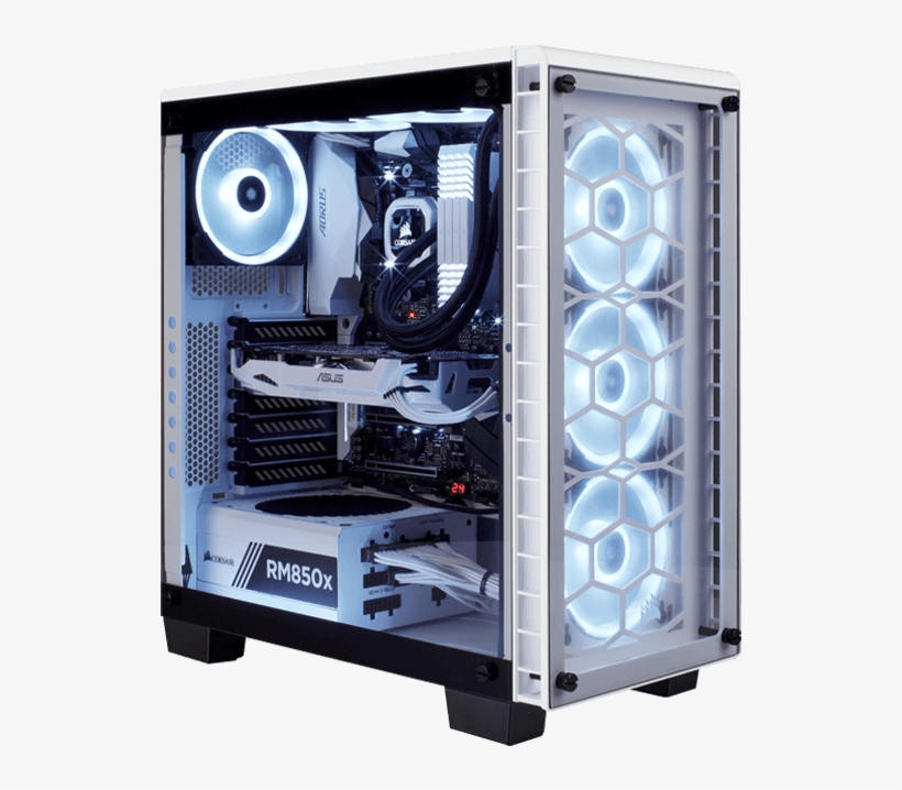 Intel Z370 Tower Desktop Pc - Corsair Crystal 460x White, transparent png