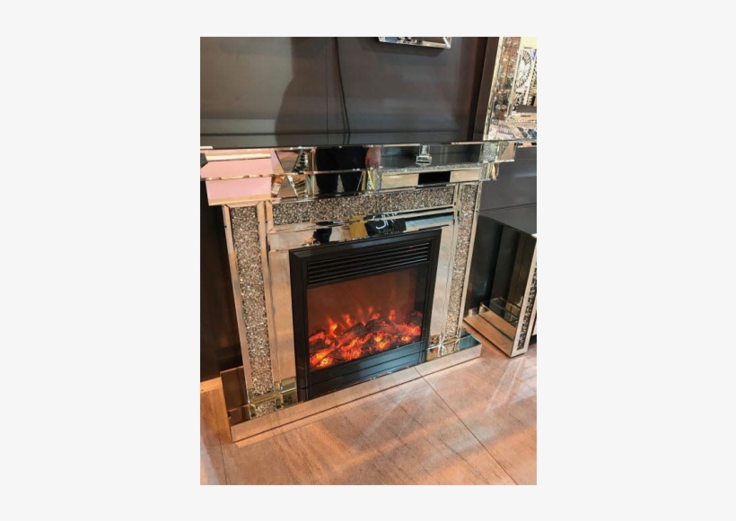 **** Diamond Crush Sparkle Mirrored Fire Place With - Fire Surround With Electric Fire, transparent png