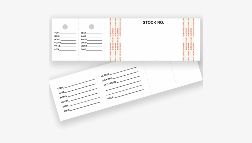 Blank White Vehicle Stock Number Tags 500/box 230wh - Vehicle, transparent png