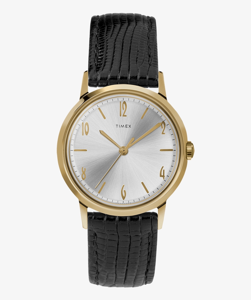 Marlin® Hand Wound 34mm Leather Strap Watch - New Watch, transparent png