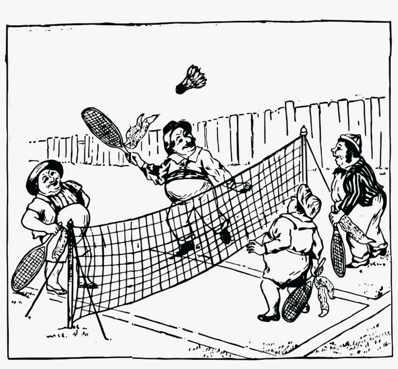 Free Clipart Of A Group Of People Playing Badminton - Sketch Of Playing Badminton, transparent png