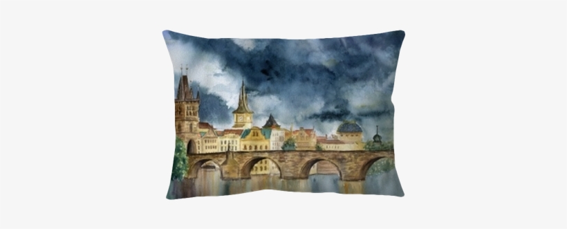 Watercolor Hand Painting Praha And Karlov Most - 프라하 수채화, transparent png